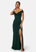 Bubbleroom Occasion Twist Off Shoulder Gown Dark green S