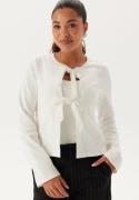 BUBBLEROOM Rib Bow Cardigan Offwhite L