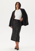 Pieces Pcserena Sequin Hw Midi Skirt Black Detail:black Detail M