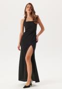 John Zack Halter Neck Maxi Dress With Split Black S (UK10)