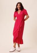 Happy Holly Evie Puff Sleeve Midi Wrap Dress Red/Dotted 44/46