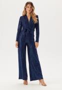 John Zack Sequin Wide Leg Jumpsuit Navy XL (UK16)