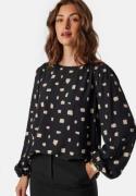 VILA Vilana L/S O-NECK DETAIL TOP  Black Beauty Aop:katy 42