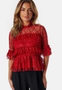 BUBBLEROOM Frill Lace Blouse Red 46