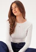 TOMMY JEANS Tjw Slim Pointelle Rib Tee Ls YBL Ecru XL