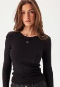 TOMMY JEANS Tjw Slim Pointelle Rib Tee Ls BDS Black S