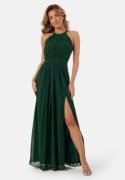 AngelEye High Neck Maxi Dress With Split Emerald Green L (UK14)