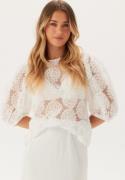 BUBBLEROOM 3D Flower Puff Sleeve Blouse Offwhite L