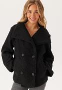 BUBBLEROOM High Neck Short Bouclé Coat Black S