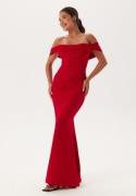 Goddiva Off Shoulder Maxi Dress Red S (UK10)