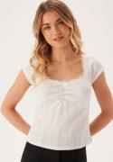 BUBBLEROOM Short Sleeve Pointelle Top White S