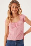 BUBBLEROOM Short Sleeve Pointelle Top Light pink M