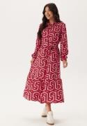 Happy Holly Viscose Long Sleeve Dress Red/Cream 32/34