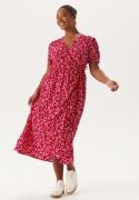 Happy Holly Evie Puff Sleeve Midi Wrap Dress Red/Patterned 48/50