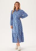 Happy Holly Viscose Long Sleeve Dress Blue/Beige 52/54