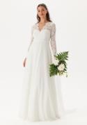 Bubbleroom Occasion  Scallop V-Neck Lace Gown White 38