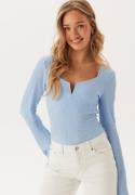 BUBBLEROOM Structured V-Neck Top Light blue S