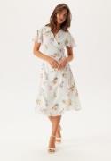 VILA Vilovie S/S Wrap Midi Dress Snow White AOP:FIR 36