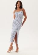 BUBBLEROOM Tie Strap Dress Blue/Floral XL