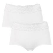 Trofe Lace Trimmed Maxi Briefs Trosor 2P Vit bomull Large Dam