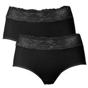 Trofe Lace Trimmed Midi Briefs Trosor 2P Svart bomull Medium Dam