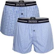 BOSS Kalsonger 2P Woven Boxer Shorts With Fly Blå bomull Medium Herr