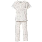 Trofe Romantic Floral Pyjama Vit bomull Medium Dam