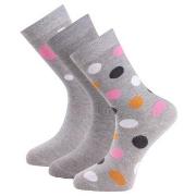 Trofe Cotton Printed Socks Strumpor 3P Grå Strl 39/42 Dam