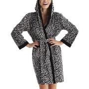 Damella Velour Leo Hoodie Robe Leopard Large Dam