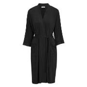 Damella Viscose Plain Lace Robe Svart viskos Large Dam