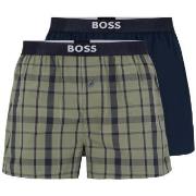 BOSS Kalsonger 2P Patterned Cotton Boxer Shorts EW Blå/Grön bomull Med...