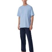 Schiesser Long Pyjamas With Short Sleeve Marin/Blå bomull 48 Herr