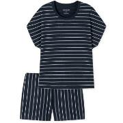 Schiesser Just Stripes Short Pyjamas Marin bomull 44 Dam