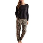 Trofe Zebra Long Sleeve Pyjama Svart mönstrad bomull Small Dam