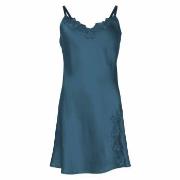 Lady Avenue Pure Silk Slip With Lace Petrol silke Medium Dam