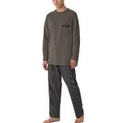 Schiesser Comfort Nightwear Long Pyjamas Brun Mönster bomull 48 Herr