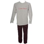 Calvin Klein Holiday PJ Woven LS Pant Set Grå/Röd bomull Large Herr