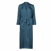 Lady Avenue Pure Silk Long Robe Petrol silke Medium Dam