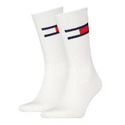 Tommy Men Uni TJ Flag Socks Strumpor 2P Vit Strl 35/38