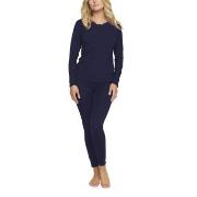 Damella Bamboo Plain Long Pyjamas Set Marin Bambu X-Large Dam