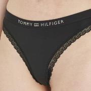 Tommy Hilfiger Trosor Tonal Logo Lace Thong Svart Large Dam