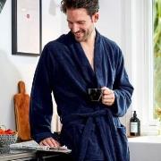 Topeco Mens Terry Bathrobe Marin bomull S/M Herr