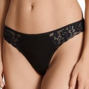 Calida Trosor Natural Comfort Lace Thong Svart bomull XX-Small Dam