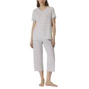 Schiesser Women Three Quarter Pyjamas Vit/Grå bomull 36 Dam