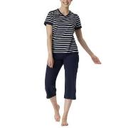 Schiesser Women Three Quarter Pyjamas Blå/Vit bomull 42 Dam