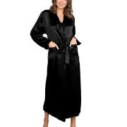 Lady Avenue Pure Silk Long Robe Svart silke XX-Large Dam