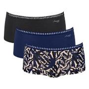 Sloggi Trosor 3P GO Crush Hipster Shorts Svart/Blå bomull X-Small Dam