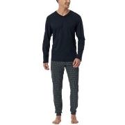 Schiesser Casual Essentials Long Sleeve Pyjamas Mörkblå bomull 54 Herr