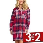 Damella Flannel Nightshirt Röd Mönstrad bomull X-Large Dam