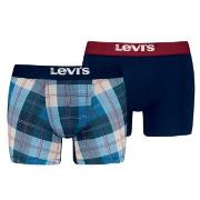 Levis Kalsonger 2P Plaid Aop Boxer Brief Marin/Blå bomull X-Large Herr